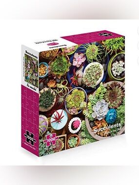 Succulents 1000 Piece Jigsaw Puzzle with Mini Poster, Made in USA Remarks